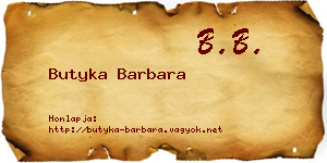 Butyka Barbara névjegykártya